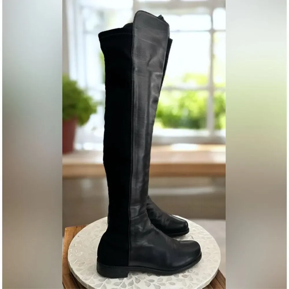 Stuart Weitzman 5050 Nappa Leather Over the Knee Boots Stretch Back Riding Women
